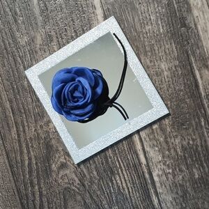 3pc Set of 3D Rose flower Choker Necklaces Black, Burgundy and Navy Blue